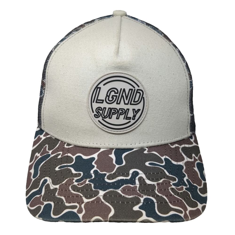 LGND Supply Co. Trucker Hat White Blue Camo One Size Snapback Mesh Graphic Cap